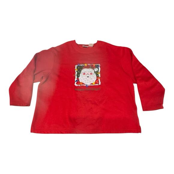 Vintage Nutcracker Red 1X Embroidered Santa Happy Holiday! Christmas Sweatshirt - Picture 1 of 12